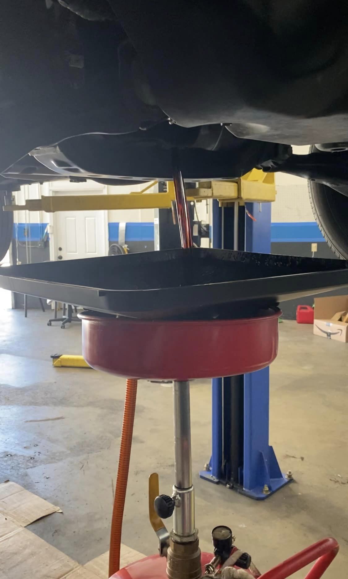 Oil change service in progress